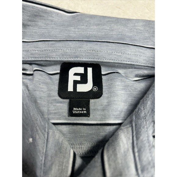 Footjoy Gray Striped Soft Touch Short Sleeve Golf Polo Shirt Men's Size Medium - Picture 3 of 7